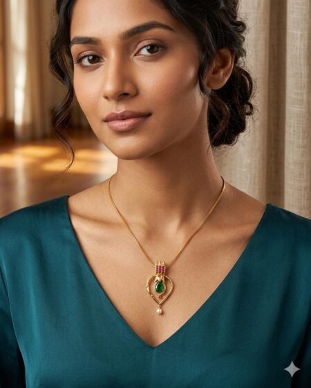 Green Thali Palakka Pendant Necklace