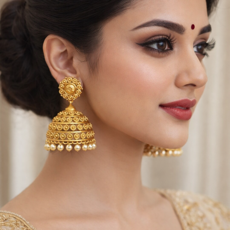 Jhumuka with white pearls