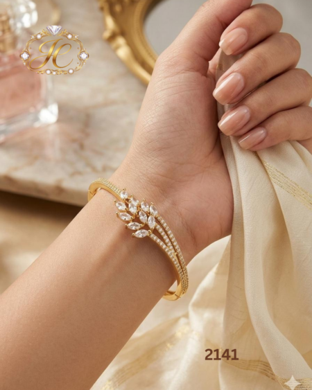 Open Type CZ Bangle – Premium Gold Replica