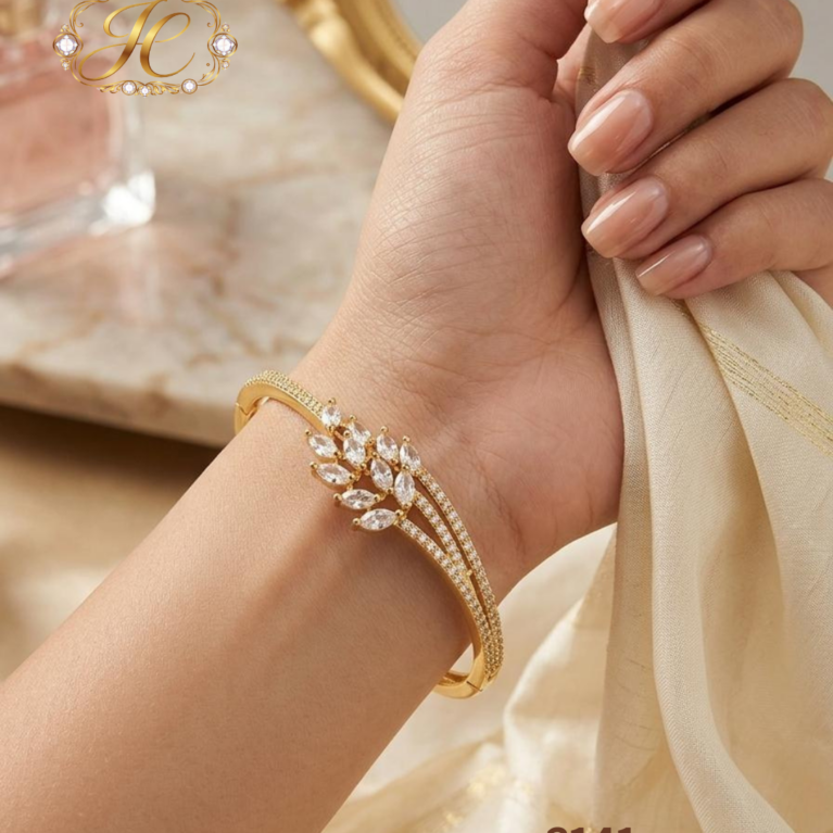 Open Type CZ Bangle – Premium Gold Replica