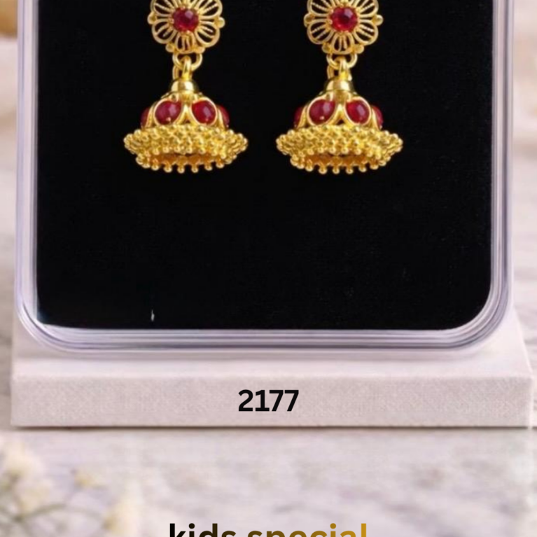 Kids Jhumuka with Red stone