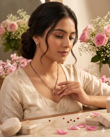 Elegant Coral Stone Mangalsutra