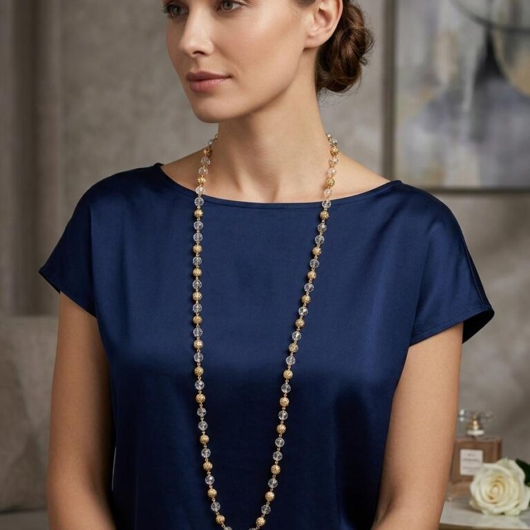 8 Pidi Mala with White and Golden Beads
