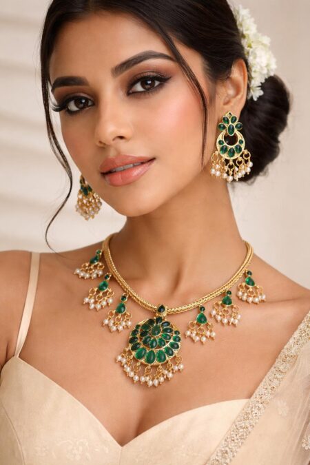 Non-Idol Green Stone Necklace Set