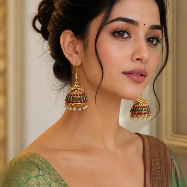 Mehandi Multicolour Kemp Jhumka