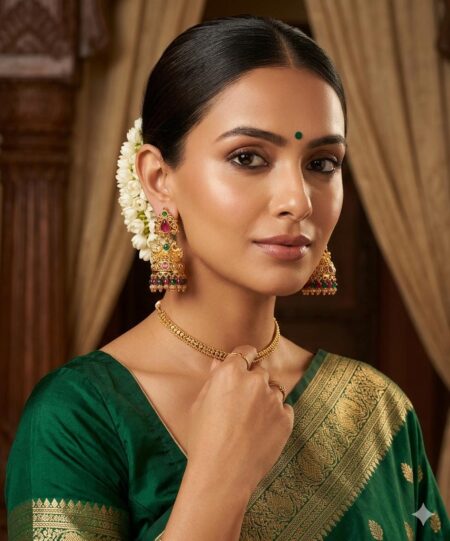 Emerald Ruby Peacock Jhumka