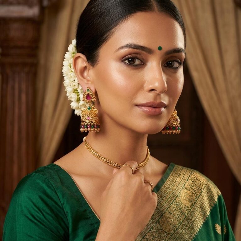 Emerald Ruby Peacock Jhumka