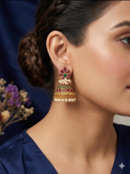 Pearl Blossom Temple Jhumkas