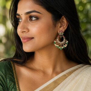 Emerald Pearl Chandrika Earrings