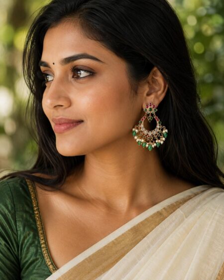 Emerald Pearl Chandrika Earrings
