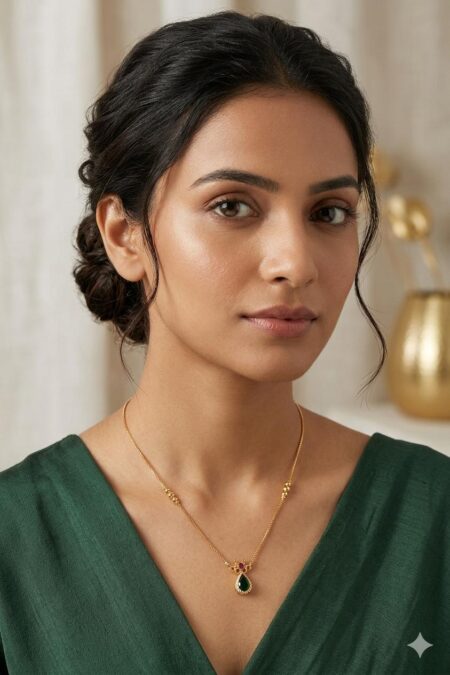Emerald Drop Minimal Necklace