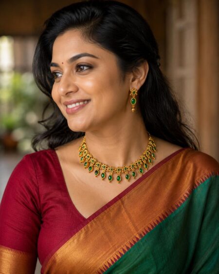 Emerald Palakka Flower Necklace