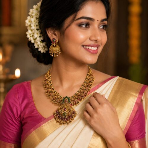 Pearl Blossom Antique Necklace Set