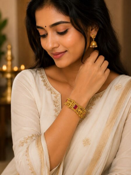 Lakshmi Ruby Temple Bangle- Size 2.6
