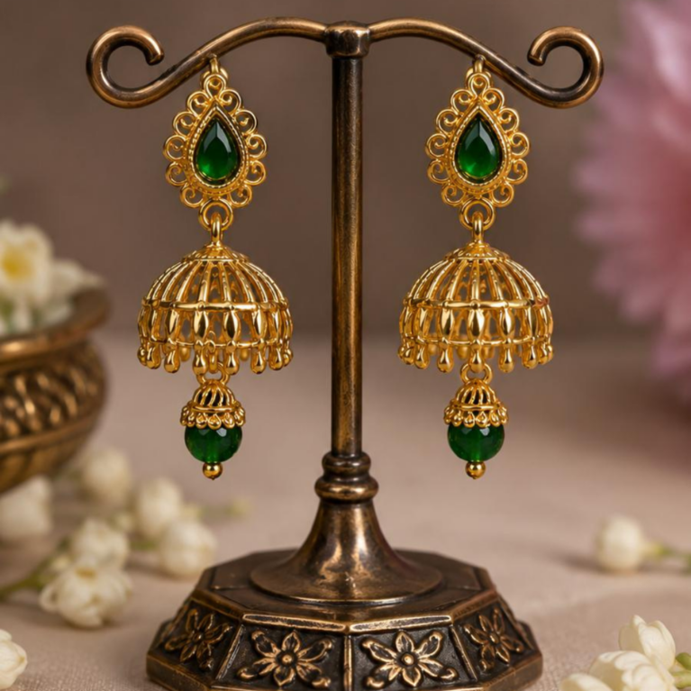Emerald Bloom Kids Jhumka