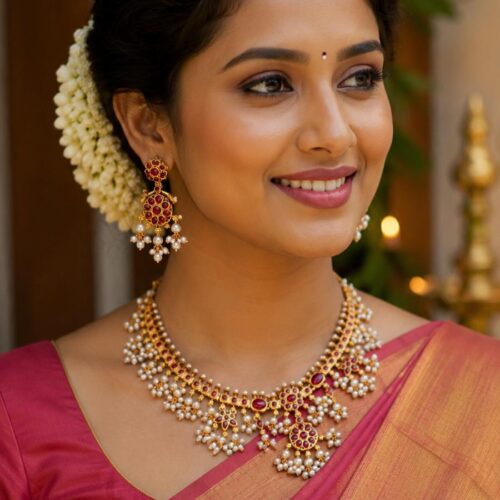 Ruby Pearl Heritage Necklace Set