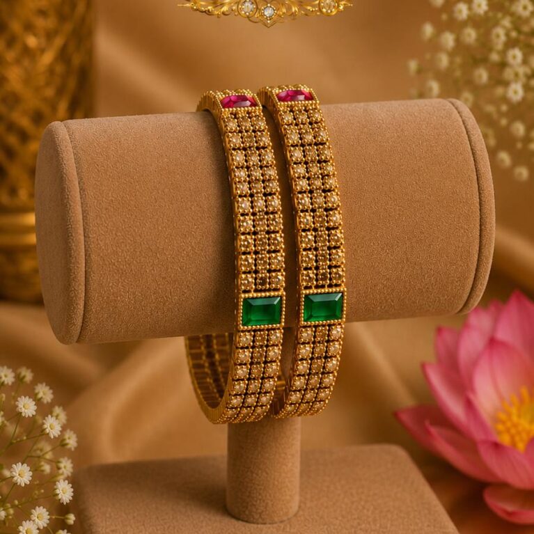 Emerald Royale Crystal Bangles- Size 2.6