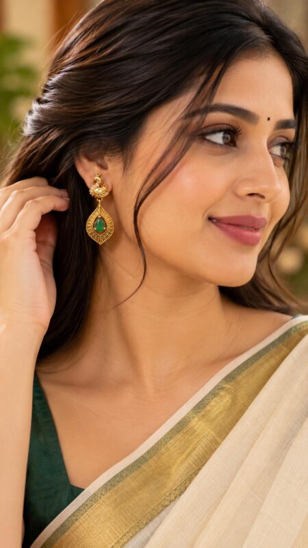 Emerald Peacock Drop Earrings