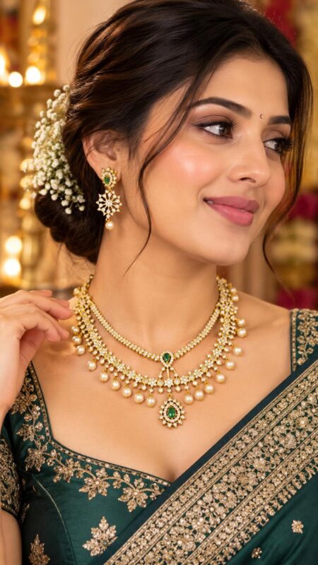 Emerald Pearl Royale Necklace Set