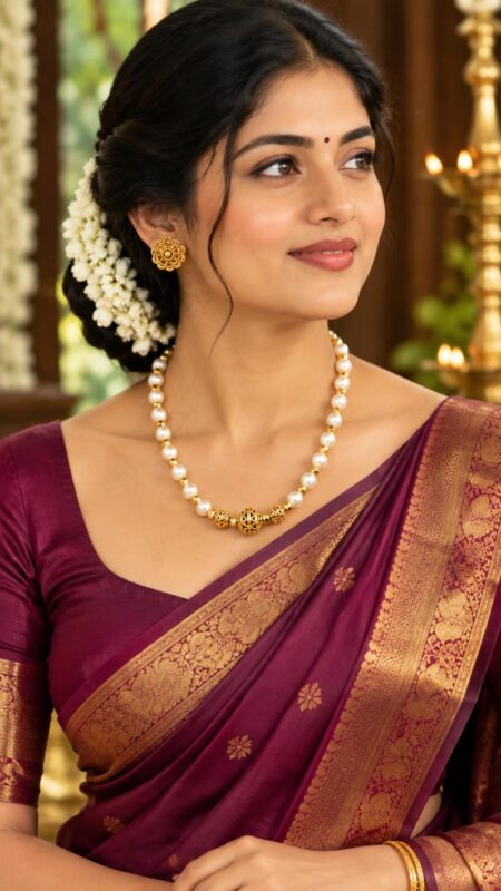 Classic Pearl & Gold Bead Mala Set